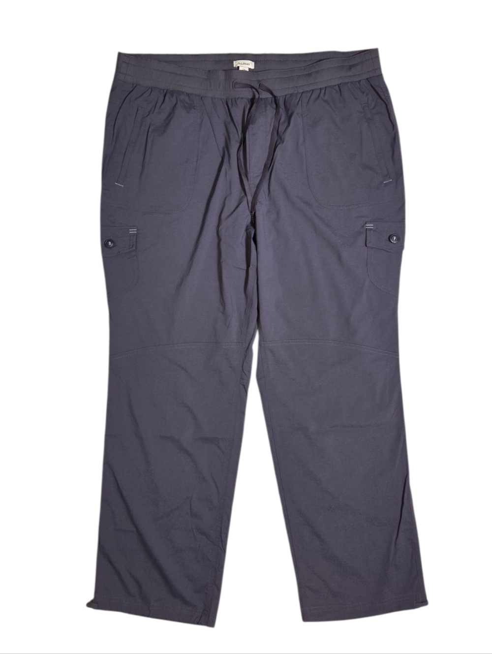 NWT LL Bean Gray Hiking Pants Women's 2X Cargo Pockets Pull On Stretch Waist